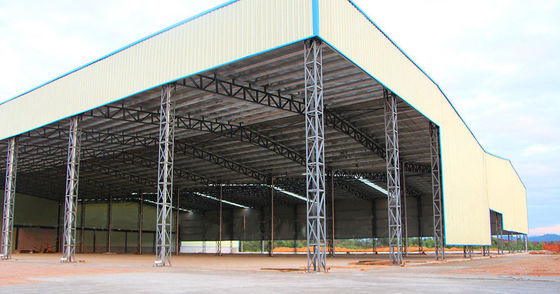 Light Span Steel Structures Warehouse / Truss Roof Metal Storage Buildings