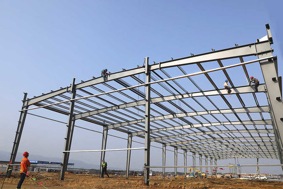 High Strength Steel Frame Storage Buildings / Prefab Metal Warehouse Building Construction