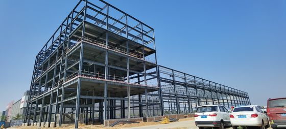 Custom Two Storey Steel Structure Warehouse Building With Mezzanine Platforms For Storage