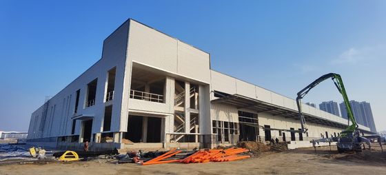 Custom Two Storey Steel Structure Warehouse Building With Mezzanine Platforms For Storage