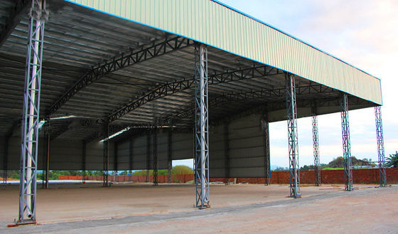 Light Span Steel Structures Warehouse / Truss Roof Metal Storage Buildings