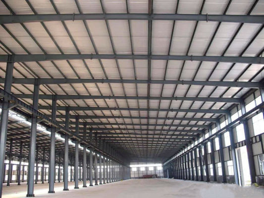 Prefabricated Steel Structure Warehouse / Large Span Metal Building Frame Construction