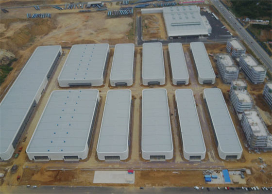 Prefab Steel Warehouse Building with Rock Wool Insulation 50 Year Lifespan